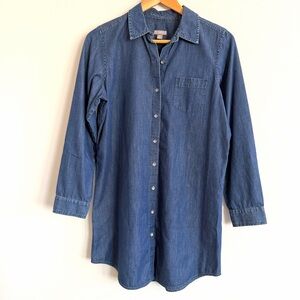 J.Jill Chambray Style Denim Tunic Button Shirt Women’s Size Small Petite